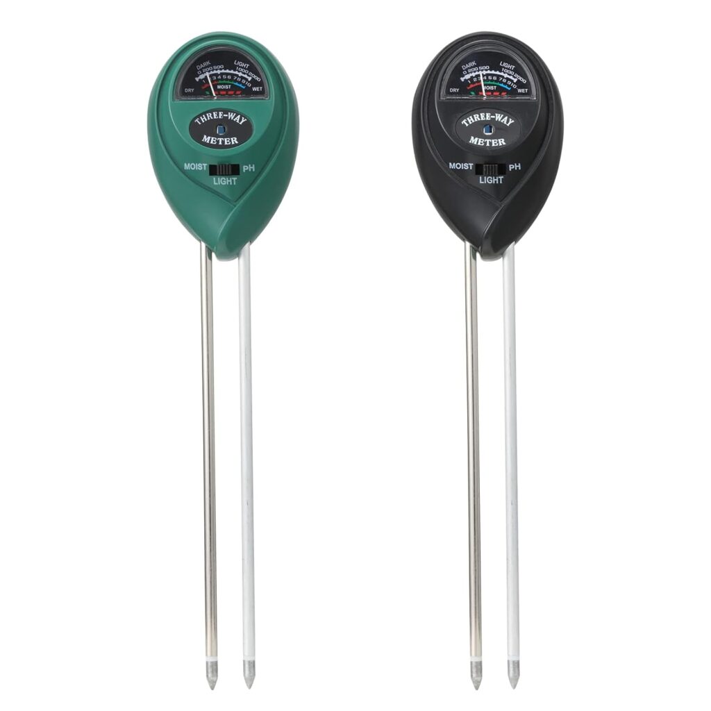 2 Packs Soil Moisture Meter, 3 in 1 Soil Tester Tool, Plant Water Monitor, Soil Hygrometer Sensor for Gardening, Farming, Indoor and Outdoor Plants, No Batteries Required (Black  Green)