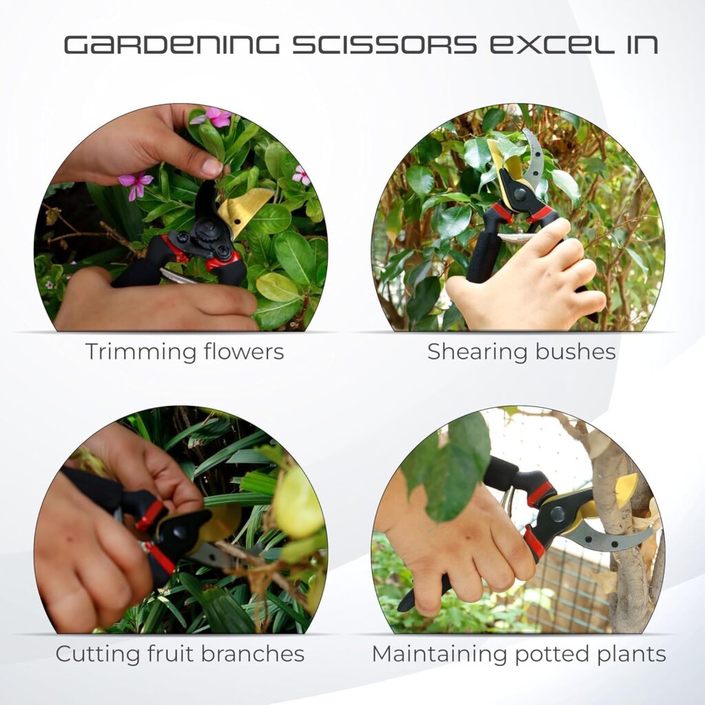 8.5 Professional Titanium Bypass Pruning Shears, Garden Tools For Home Gardening Scissors, Super Sharp Premium Garden Shears, Garden Scissors Heavy Duty Tool