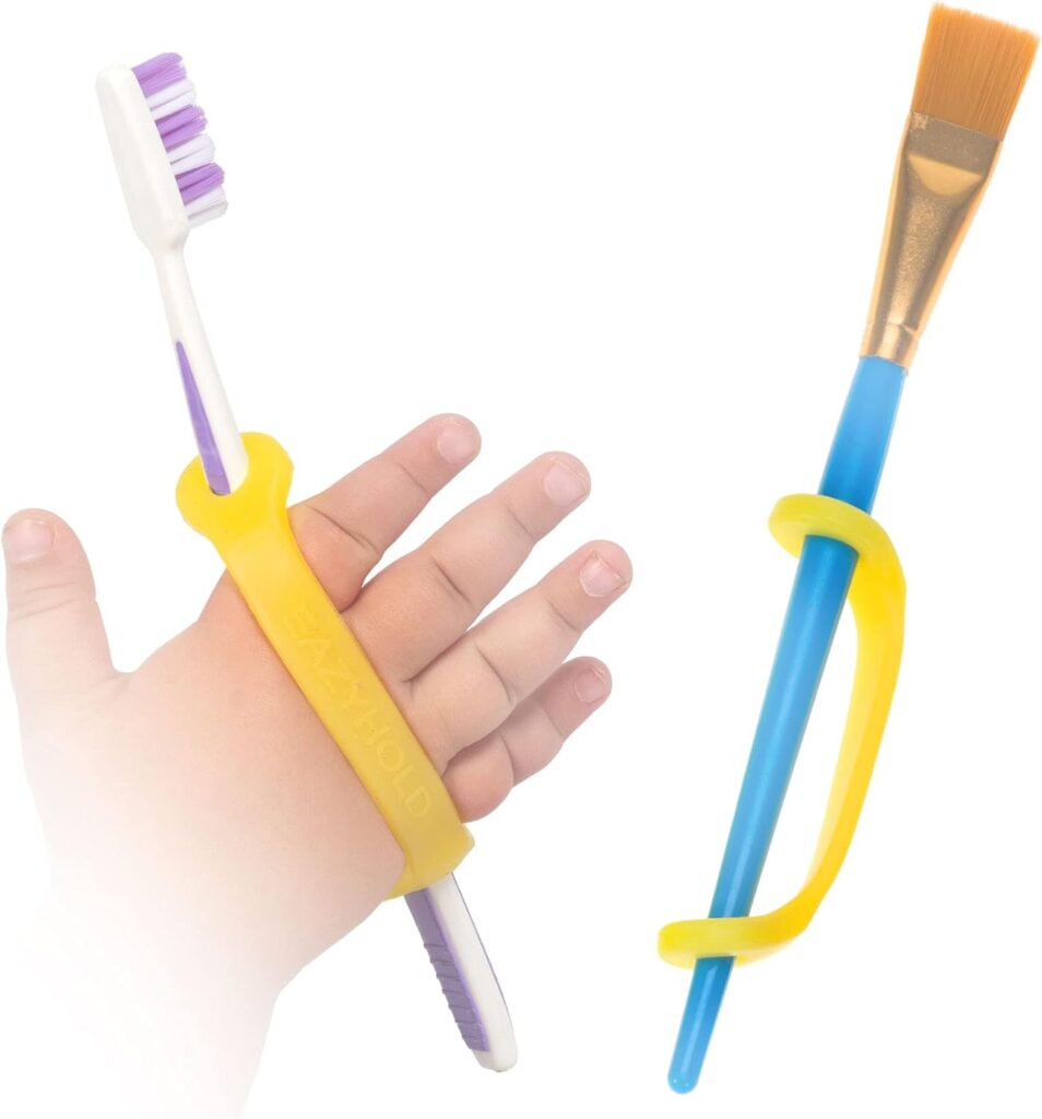 Aqua Silicone Adaptive Aid, Universal Cuff Hand Grip Assistive Device for Rehab, Disabled, Cerebral Palsy, Special Needs, Arthritis, Stroke, Physical Therapy 2-Pack 6.5