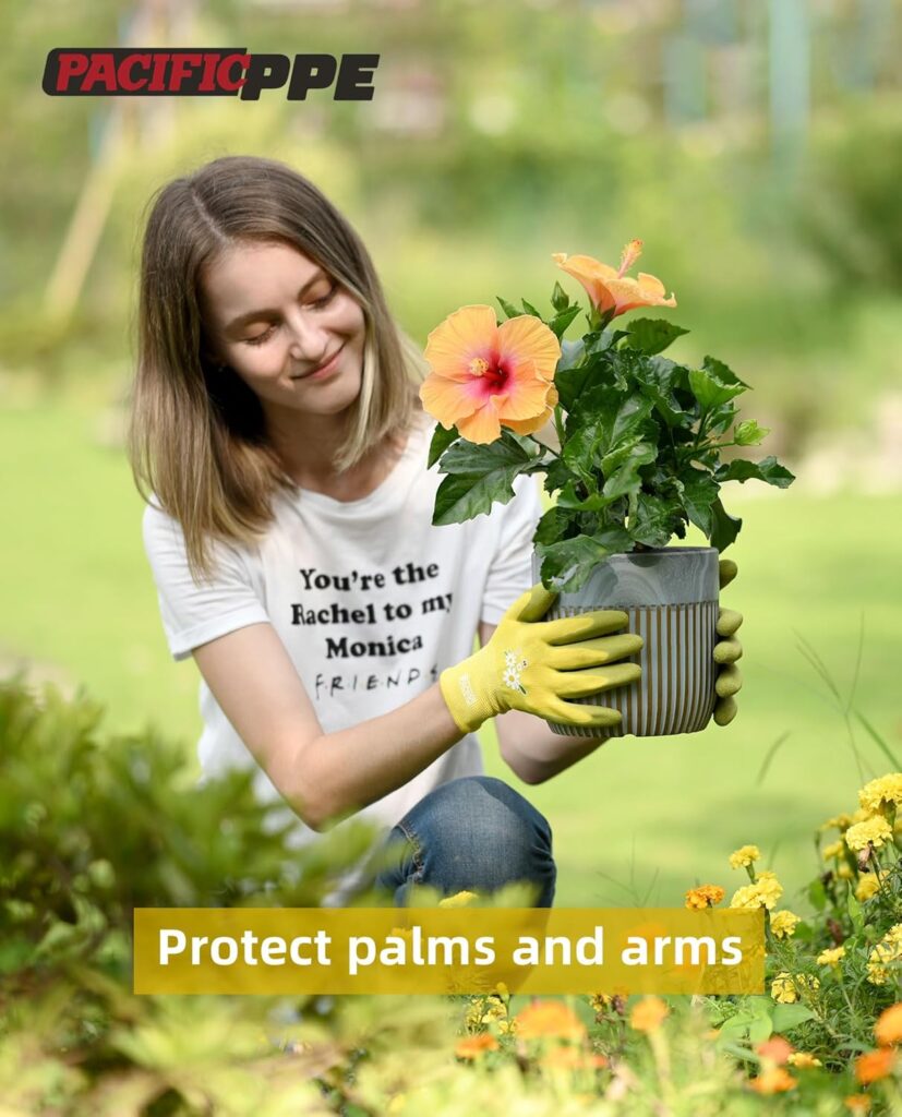 PACIFIC PPE 6 Pairs Gardening Gloves for women and Ladies, Rubber Coated Garden Gloves, Outdoor Protective Work Gloves, Medium Size fits Most, Purple  Red