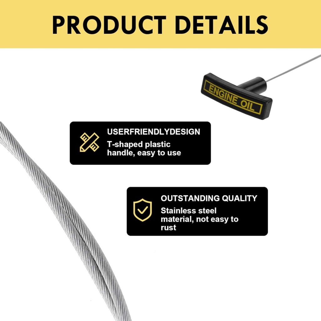 Car Oil Dipstick, Vehicle Oil Indicator Tool, Durable Metal Design Engine Oil Dipstick Accessory, Compatible with Ford Replacement OEM Part #3C3Z6750AA (Black)