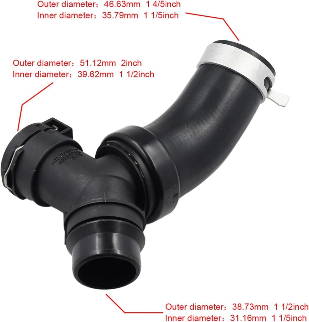 Engine Coolant Hose T-Connector DR3Z-8566-A Compatible with Ford F-150 Lobo Mustang 5.0L Engine Heater Hose Connector BR3Z-8566-B 626-541 with Clamp Compatible with Lincoln Mark LT.