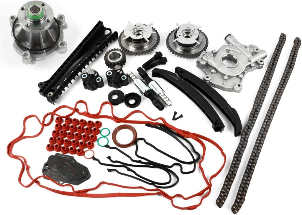 Engine Timing Chain Kit Oil Pump Water Pump Phasers VVTs 5.4L Fits for 2004-2008 F150 F250 F350 for 2005-2008 Navigator Mark LT Car Replacement Timing Part Sets Replace 5L3Z-6268-A 3L3Z6M280EA