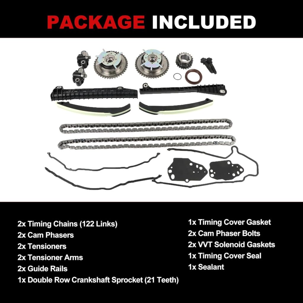 Engine Timing Chain Kit Oil Pump Water Pump Phasers VVTs 5.4L Fits for 2004-2008 F150 F250 F350 for 2005-2008 Navigator Mark LT Car Replacement Timing Part Sets Replace 5L3Z-6268-A 3L3Z6M280EA