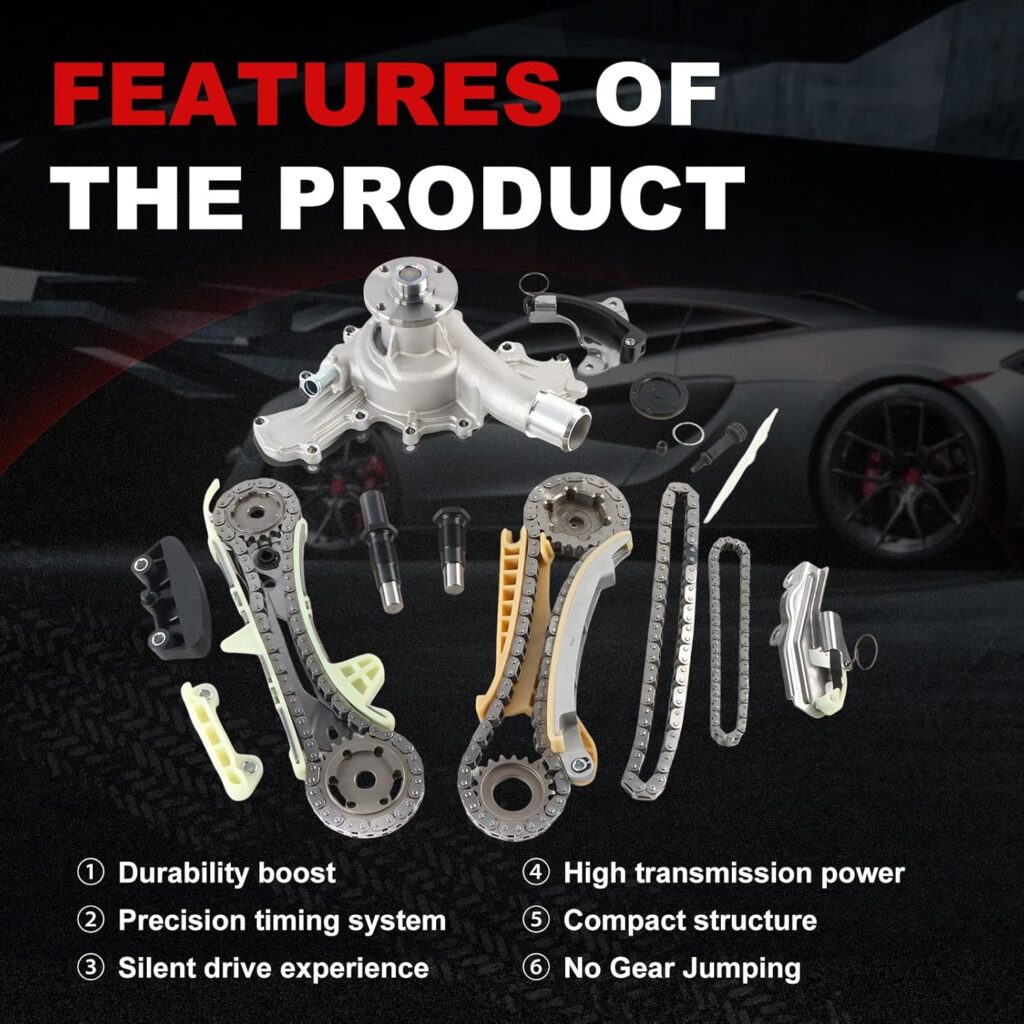 Engine Timing Chain Kit Oil Pump Water Pump Phasers VVTs 5.4L Fits for 2004-2008 F150 F250 F350 for 2005-2008 Navigator Mark LT Car Replacement Timing Part Sets Replace 5L3Z-6268-A 3L3Z6M280EA