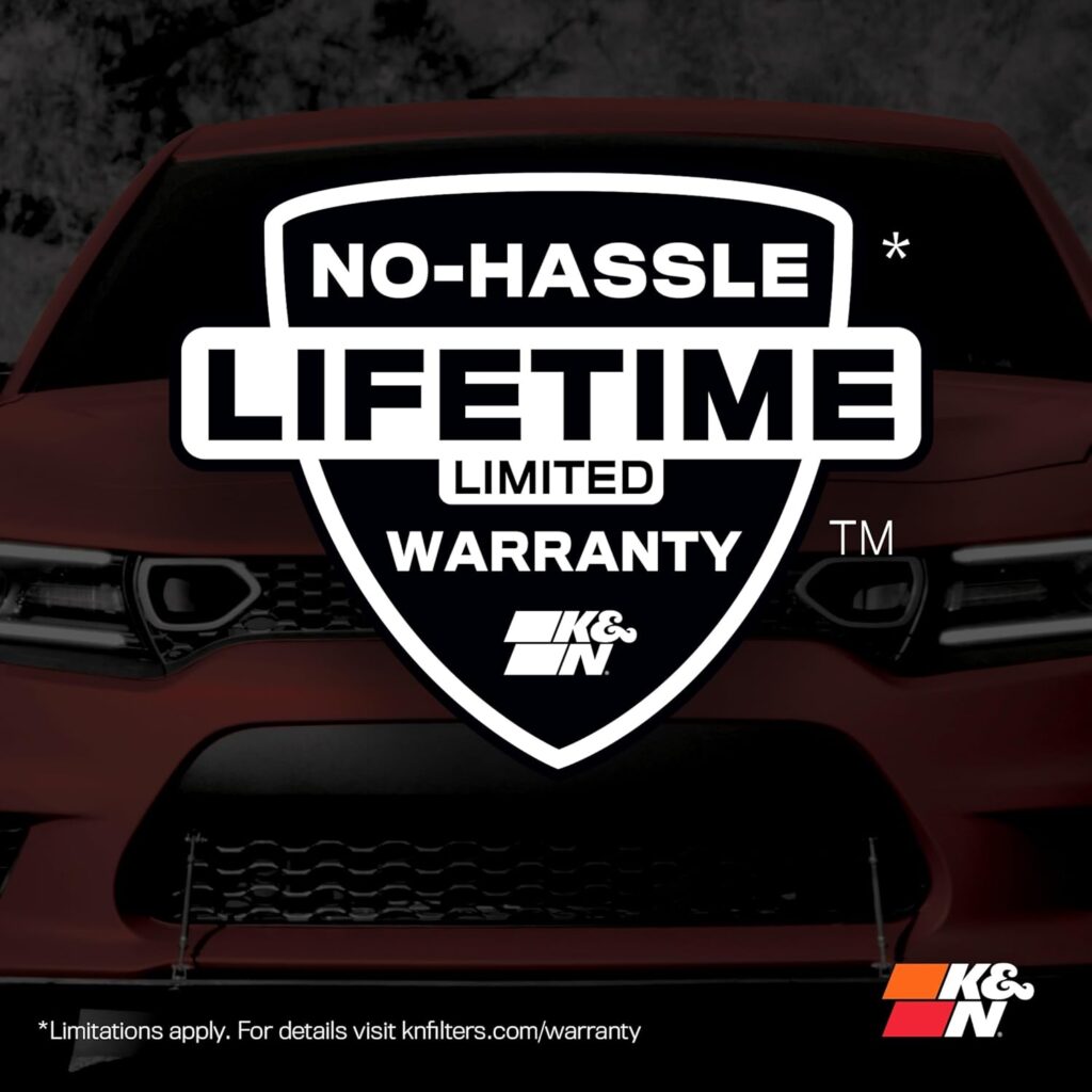 KN High-Flow Original Lifetime Engine Air Filter: Increase Power: Premium, Washable: Compatible with 2015-2023 FORD: Mustang, Mustang GT, 33-5029